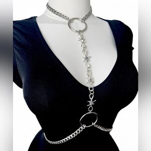 Handmade Stainless Steel Chain Body Harness / Gothic Barbed Wire Statement Piece